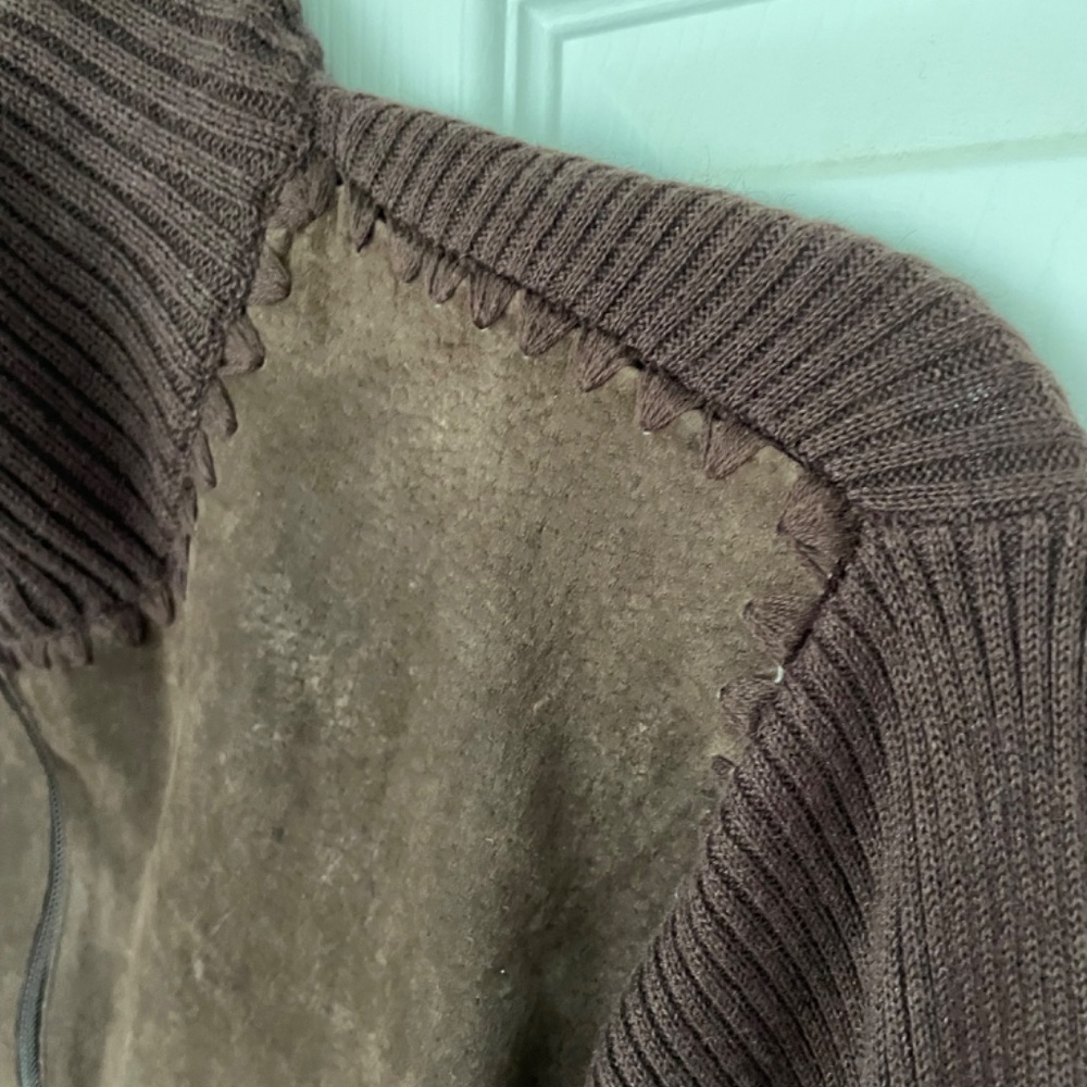 Brown zip suede sweater jacket - Size L - Picture 2 of 6